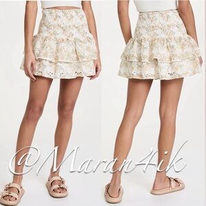 En Saison Opposites Mini Skirt Smocked Eyelet Floral Skirt S